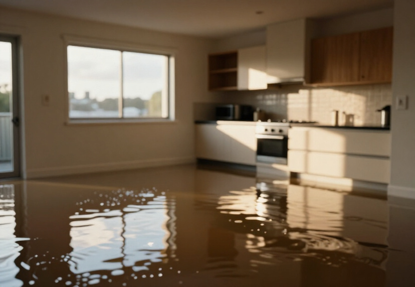 Flooded warehouse in Fairfield West before extraction